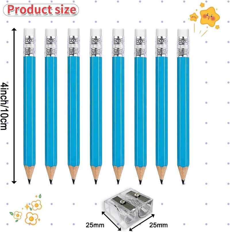 Adhere 25pcs Golf Pencils with eraser Hexagon Wooden Pencils Graphite 2B for Golf Event Scoring,Classroom,Wedding,Company Meetings,Pew, Pocket (z-Light blue・Hexagon・50pcs) - Image 2